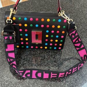 NWT Karl Lagerfeld, Colorful Studded Black Handbag